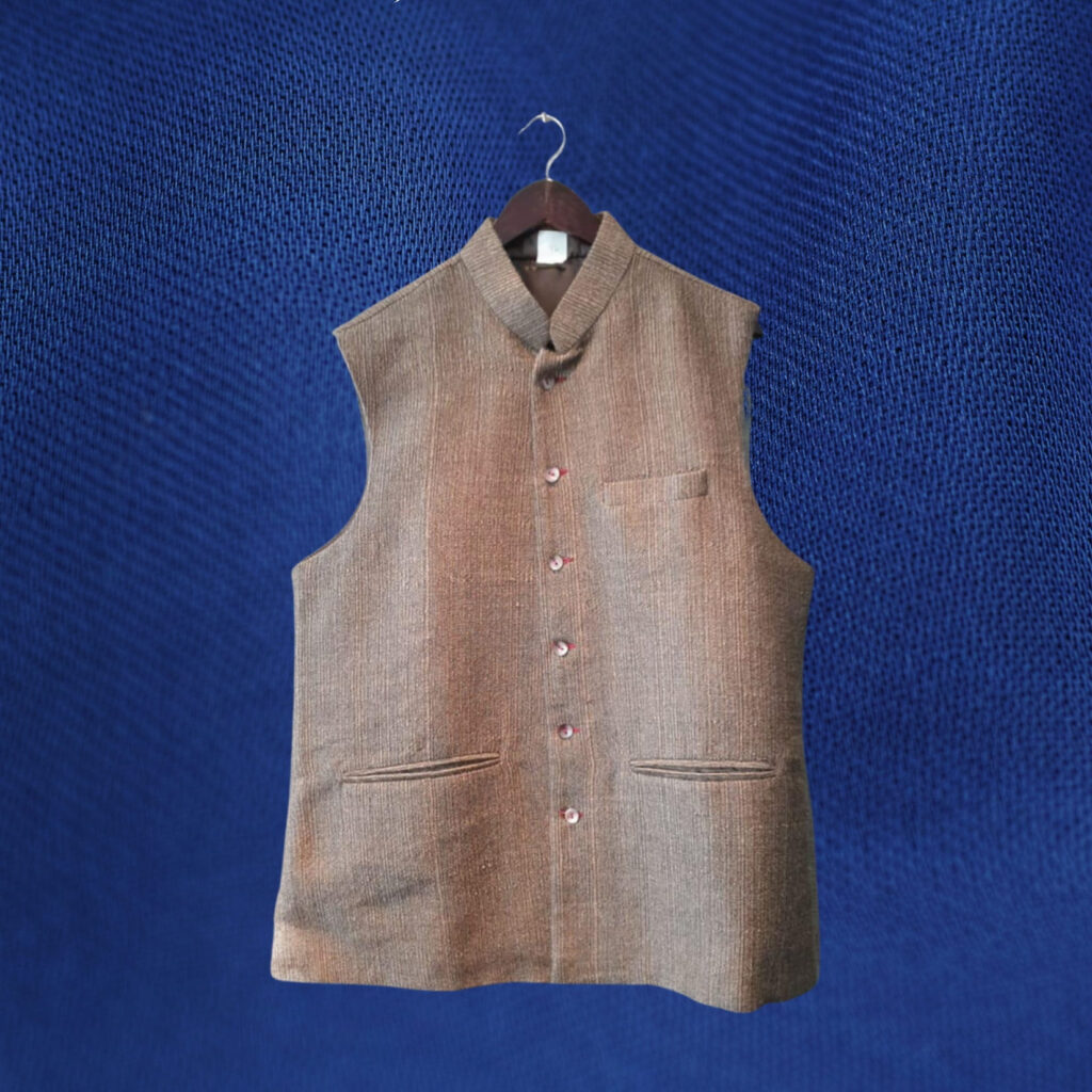 Mandarin Collar Jacket Brown Kaneka Subberwal