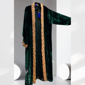 Bottle Green Pure Velvet Abaya Surf Hand Woven Zardozi Border