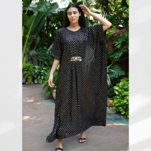 Pure Silk Georgette With Gold Muqiash (Naqda)