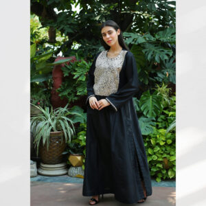 Pure Silk Jalabiya Hand Embroidred with Beads Gold Thread